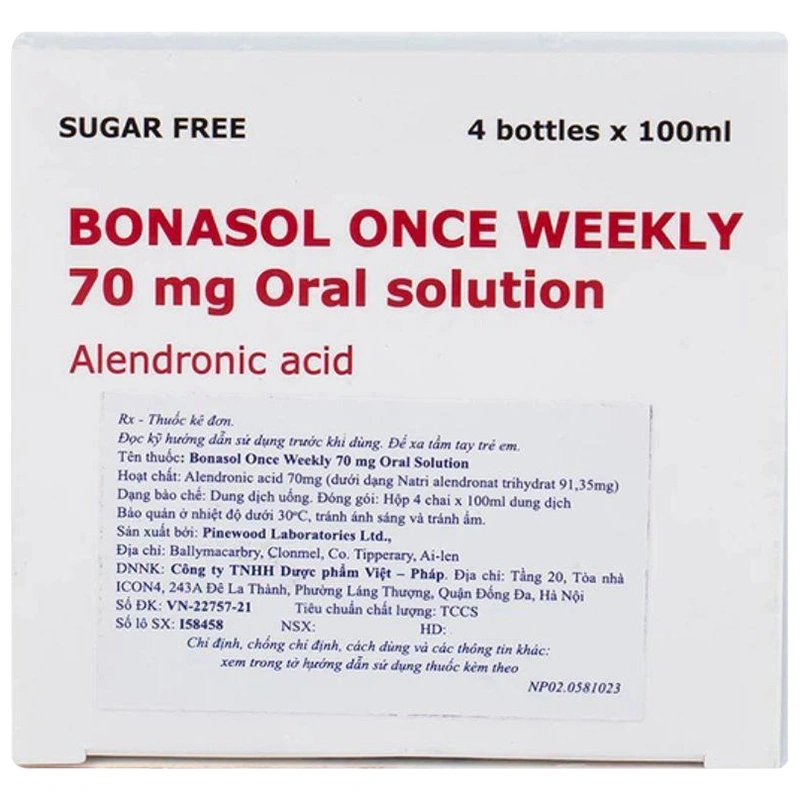 Dung dịch uống Bonasol Once Weekly 70mg Oral Solution điều trị loãng xương (4 chai x 100ml) - 3